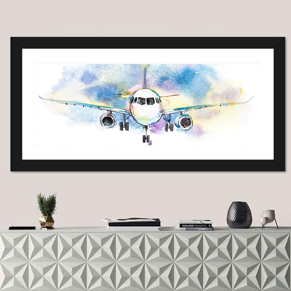 Symmetrical Airplane Watercolor Sketch Wall Art