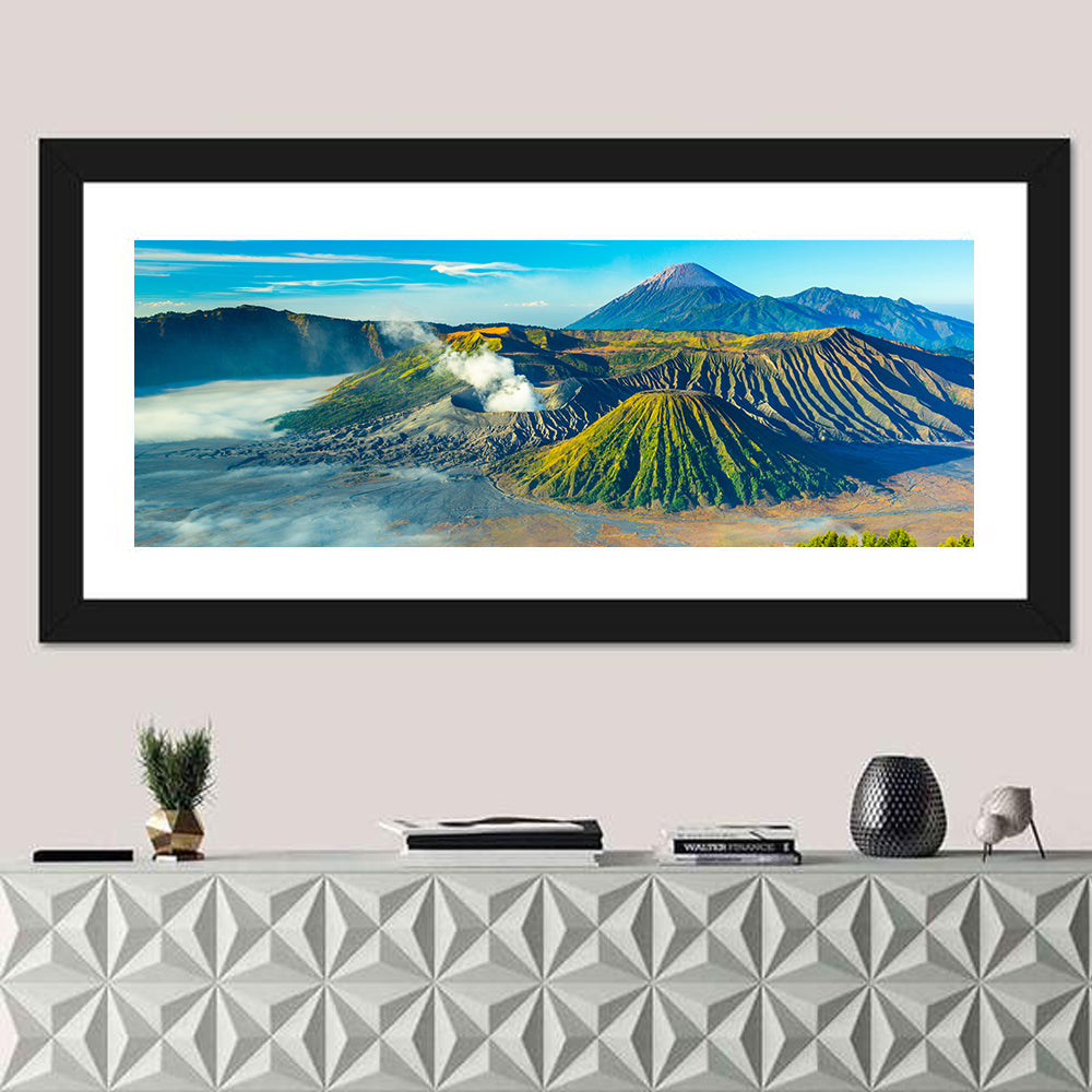 Mount Bromo at Sunrise Wall Art in a room, panoramic