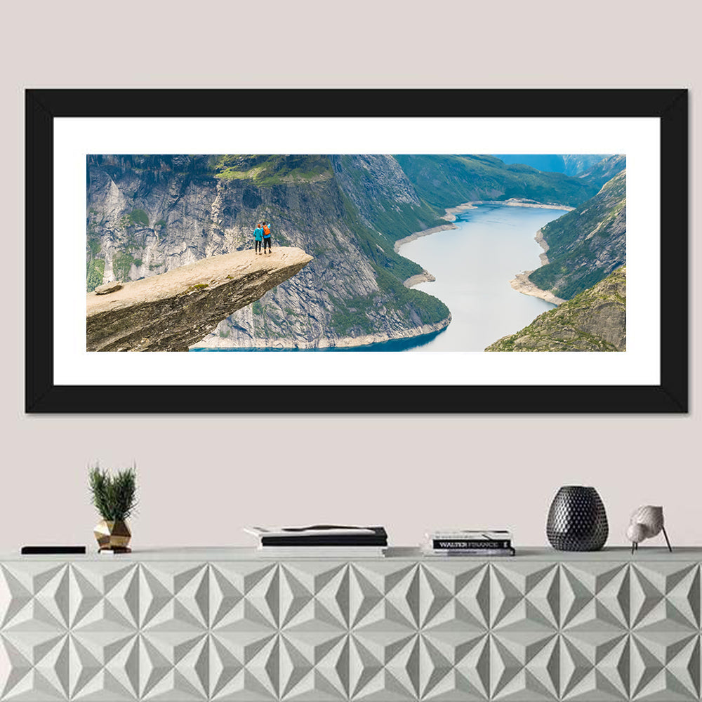Trolltunga Rock Ledge, Odda Norway Wall Art in a room, panoramic