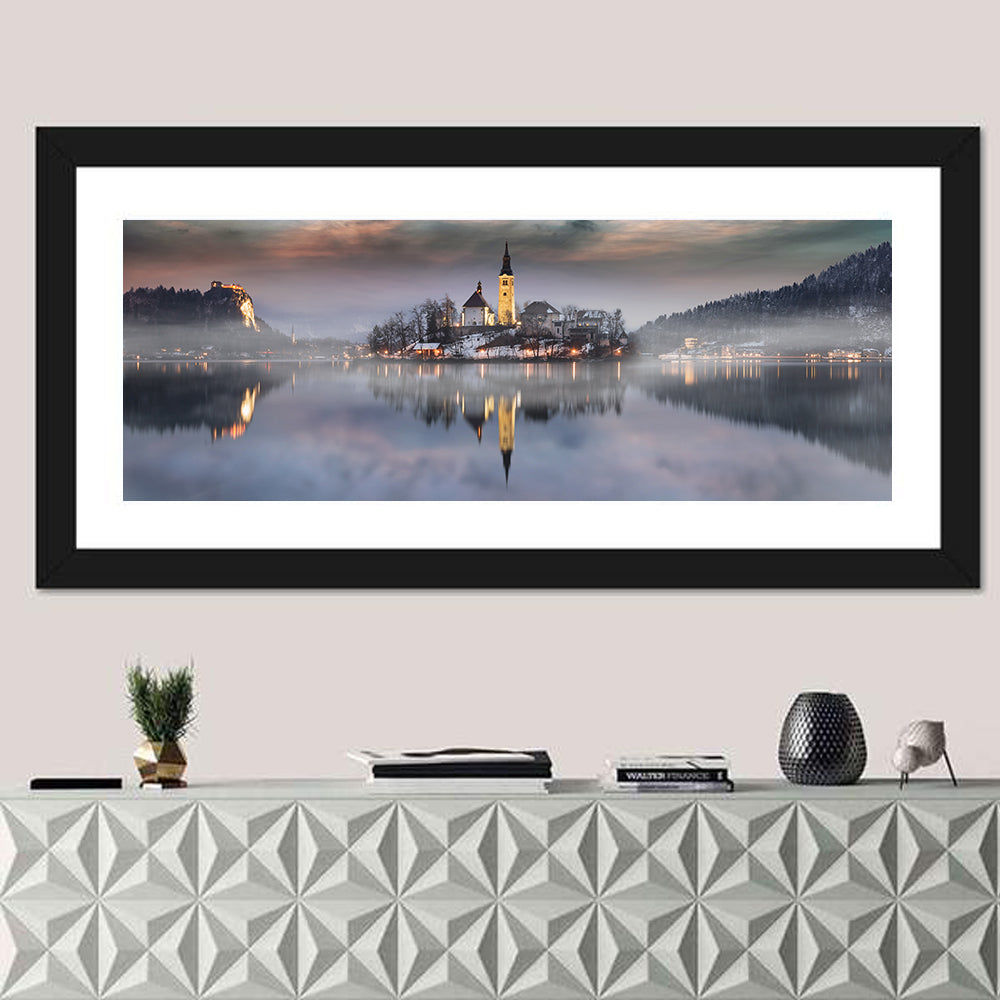 Lake Bled Misty Sunset Wall Art