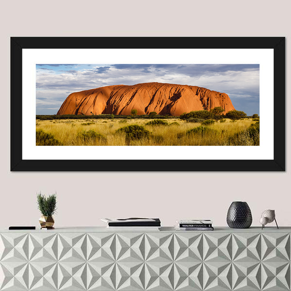 Uluru Red Sandstone Monolith Wall Art in a room, panoramic