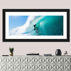Surfer Inside Blue Barrel Wave Wall Art