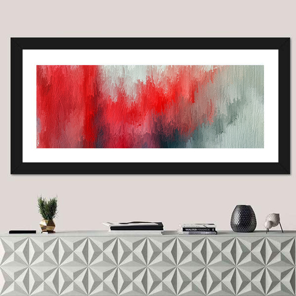 Red to Gray Oil Brushstrokes Wall Art