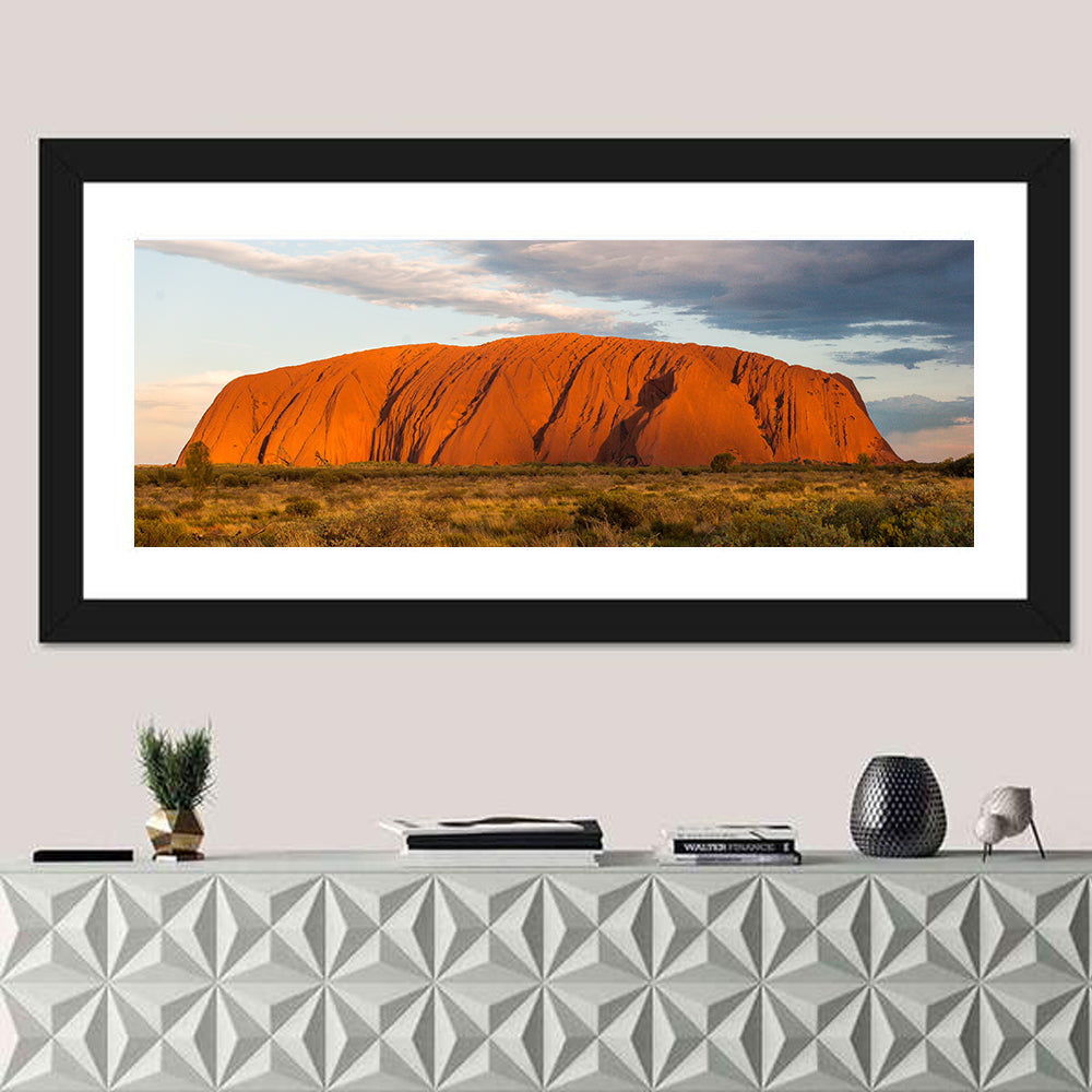 Uluru Red Rock Wall Art in a room, panoramic