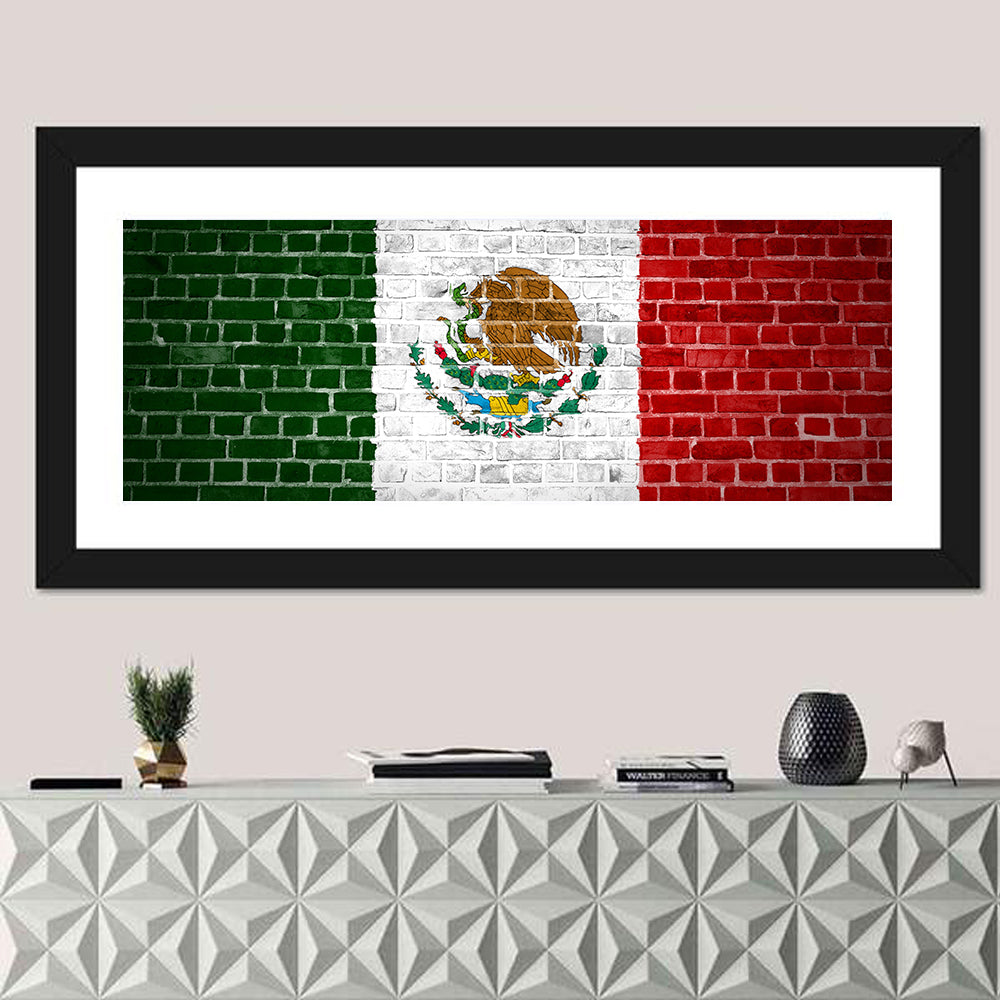 Weathered Mexico Flag with Coat of Arms Wall Art
