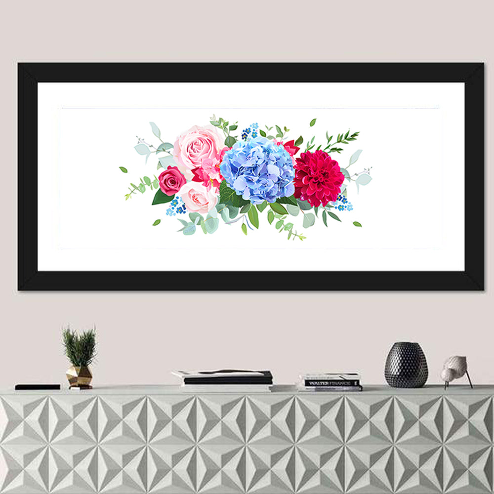 Summer Hydrangea, Dahlia and Rose Bouquet Wall Art