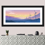 Dusk Wind Turbine Silhouettes Wall Art