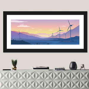 Sustainable Wind Energy Turbines Silhouette Wall Art