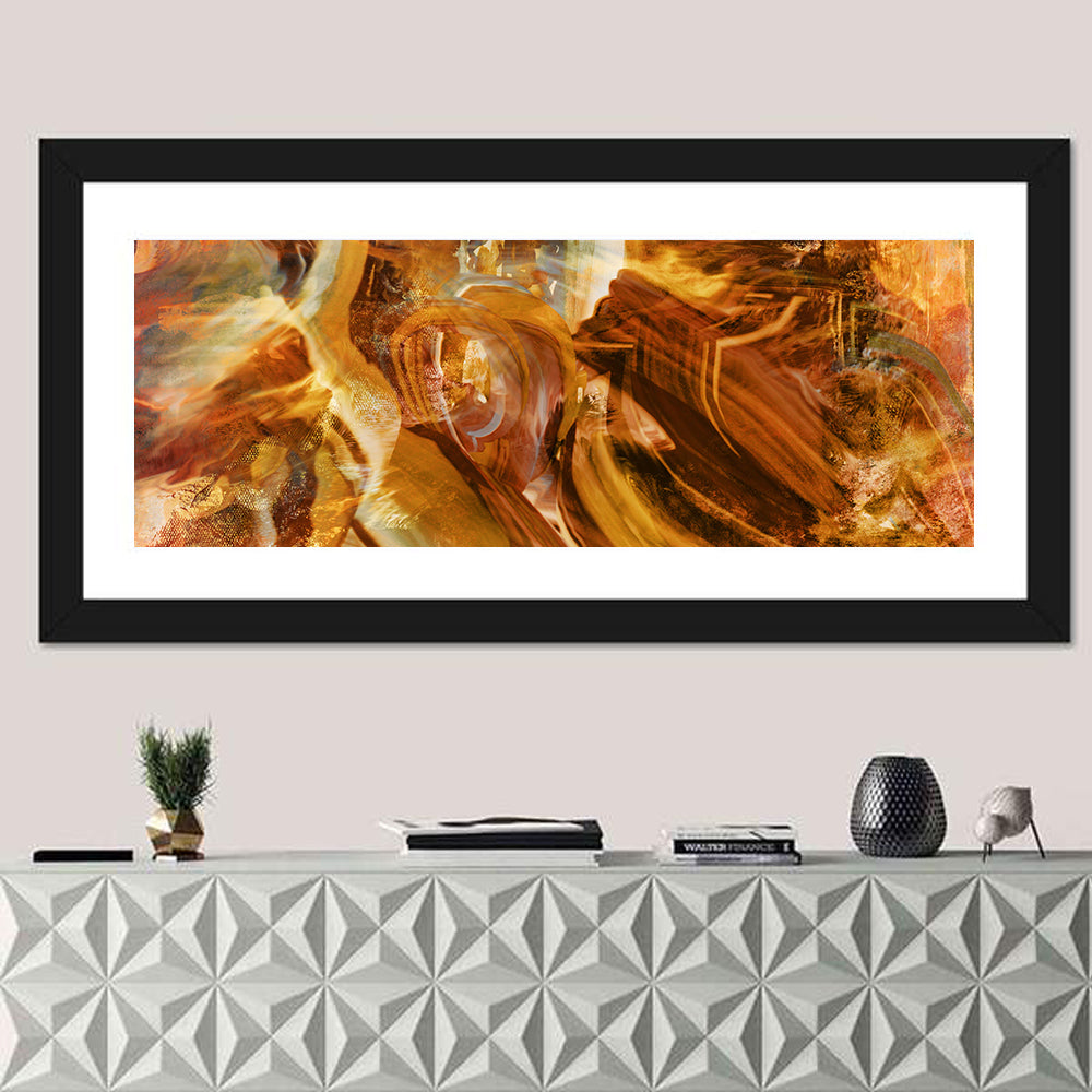 Golden Vortex Abstract Wall Art