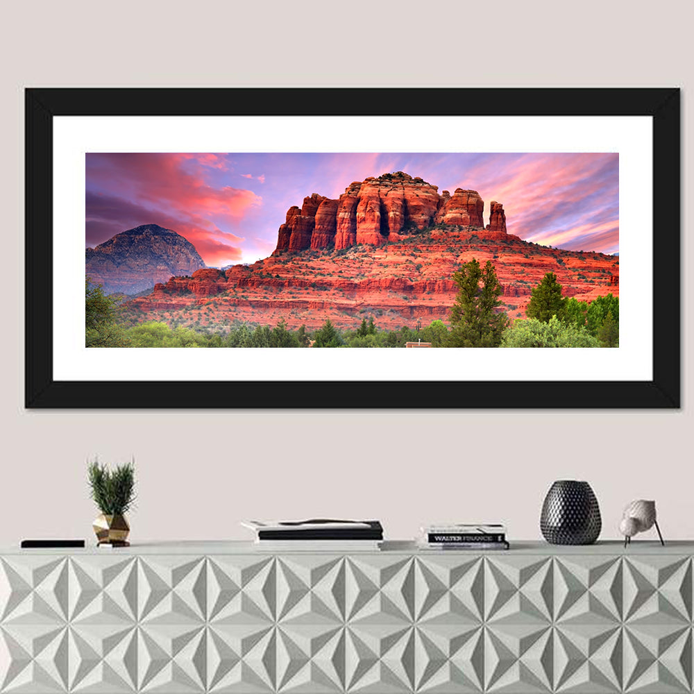 Drive Toward Cathedral Rock, Sedona Wall Art in a room, panoramic