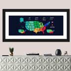 Color Coded US Regions Map Wall Art