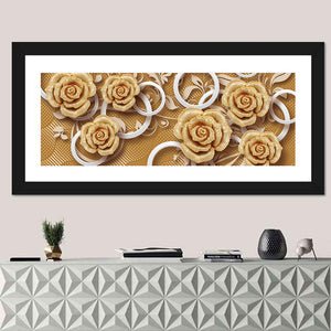 3D Golden Rose Flower Wallpaper Wall Art