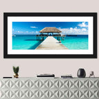 Maldives Wooden Jetty Over Turquoise Water Wall Art
