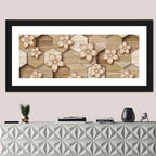Wood Grain Honeycomb Floral Wall Art