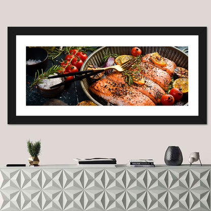Grilled Salmon with Lemon and Rosemary Wall Art