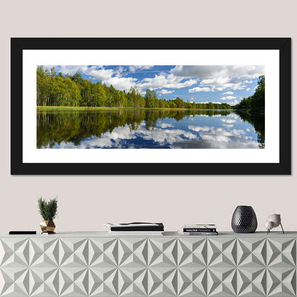 Red Kayak on Calm Lake Wall Art