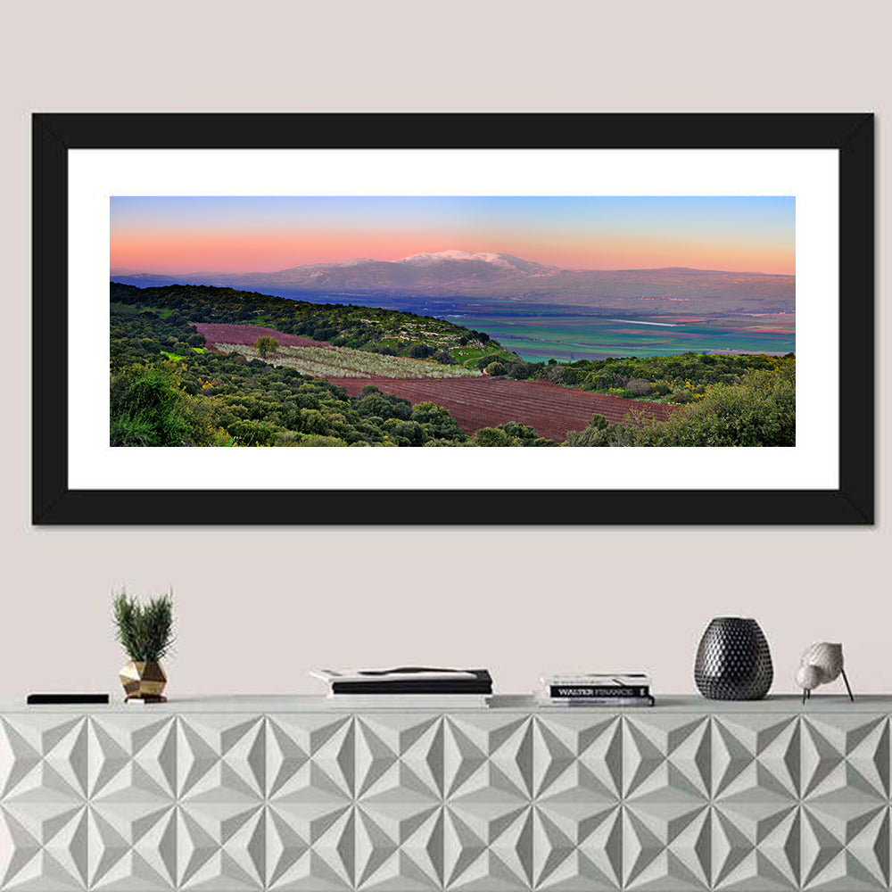 Mount Hermon Sunset Over Farmland Wall Art