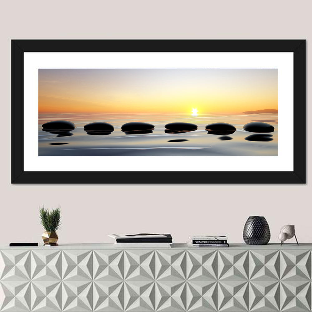 Zen Stones at Sunset Wall Art
