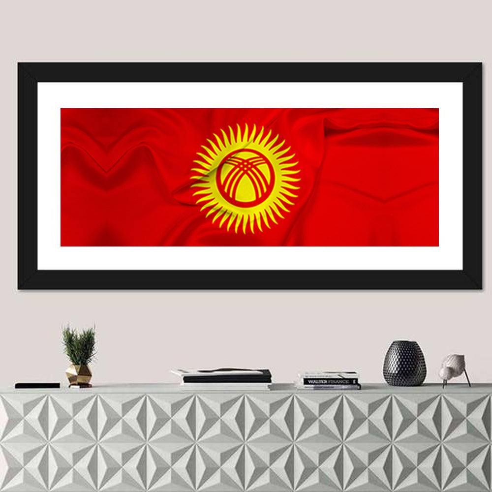 Kyrgyzstan Flag with Tunduk Emblem Canvas Wall Art