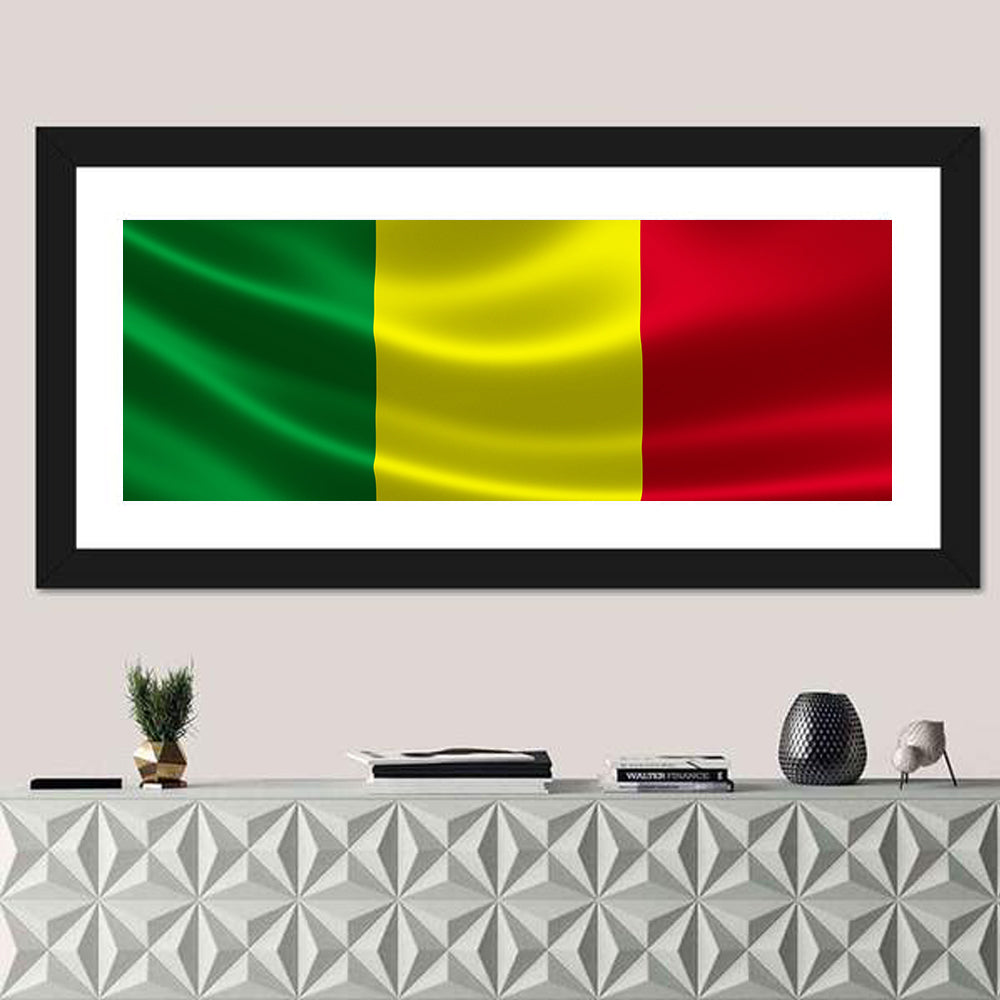 Mali Flag with Waving Fabric Texture Wall Art