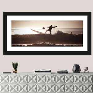 Silhouette Of A Man Paddle Boarding Wall Art