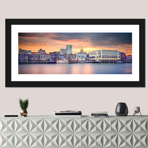 Savannah River Front Skyline Wall Art