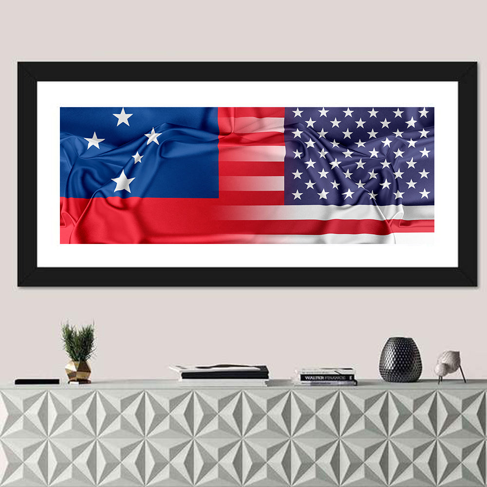 Samoa and USA Flag Blend Wall Art