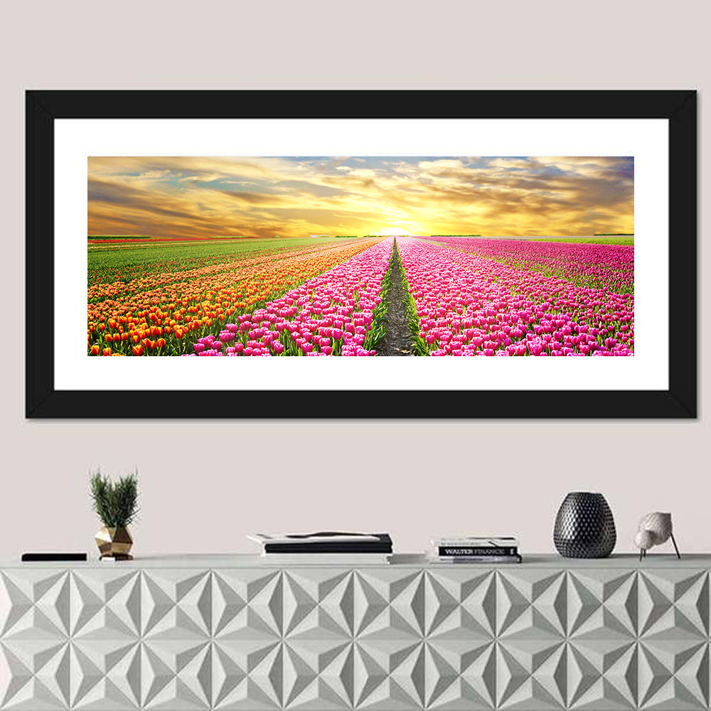 Sunrise Over Tulip Field Wall Art