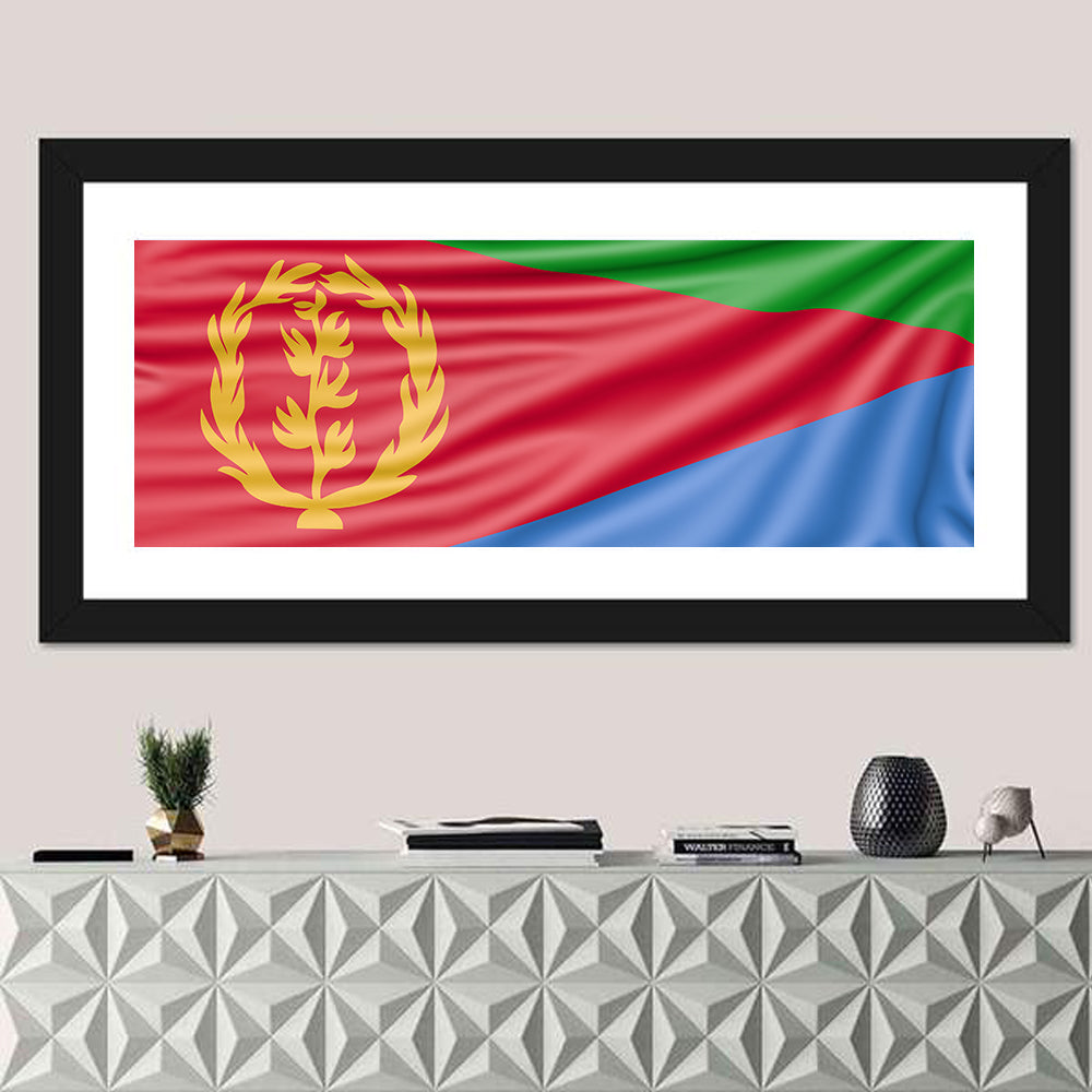 Flag of Eritrea Wall Art in a room, panoramic