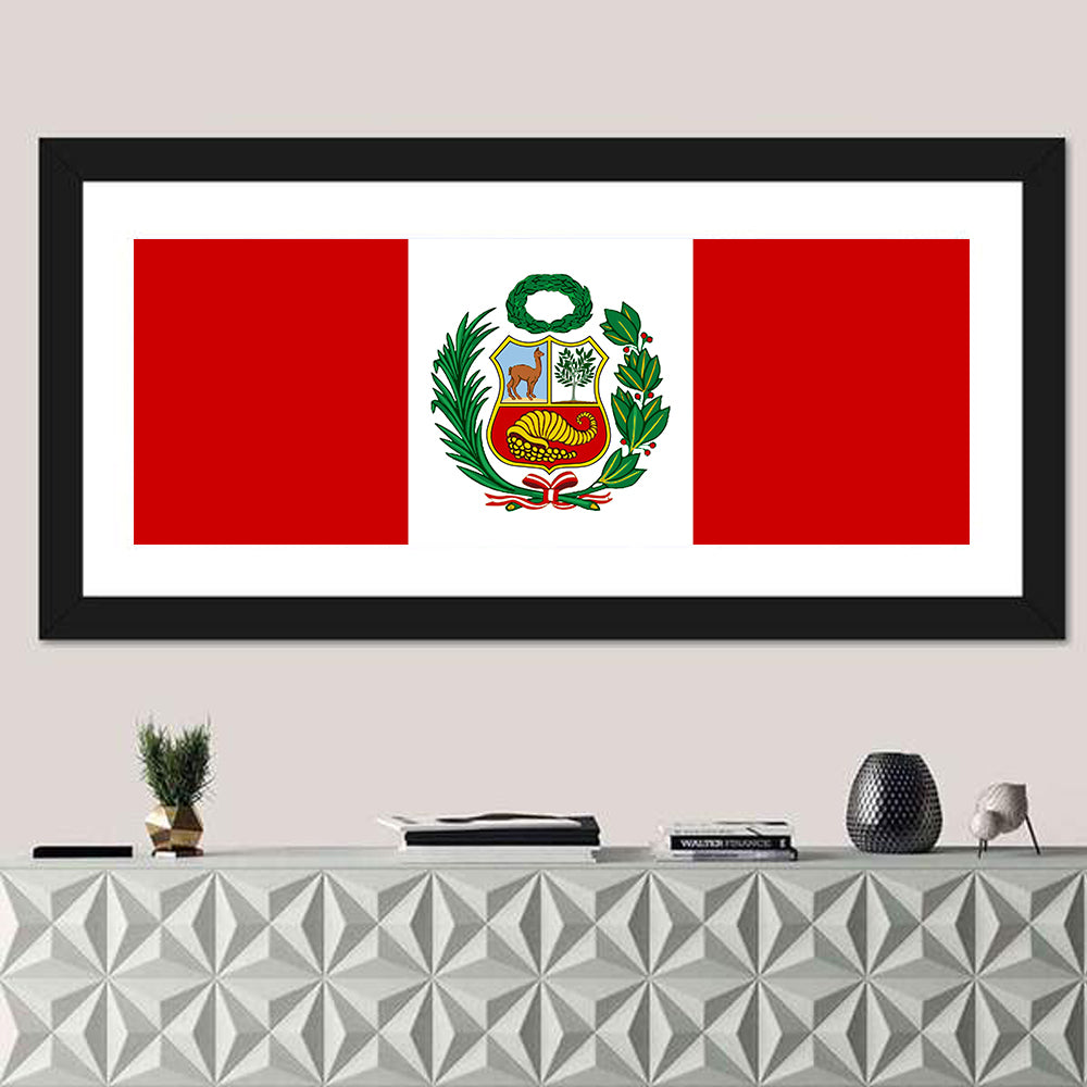 Peruvian Flag with Coat of Arms Wall Art