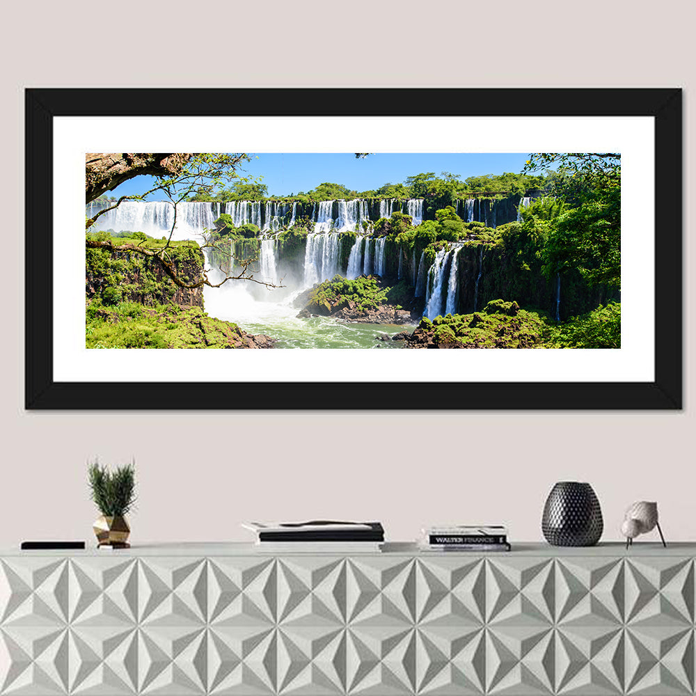 Iguazu Falls from Argentina Wall Art in a room, panoramic
