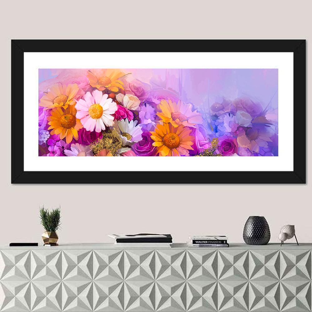 Spring Blooms with Gradient Wash Wall Art in a room, panoramic