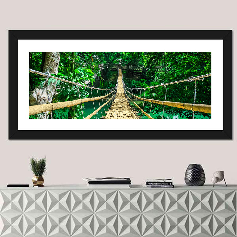 Bamboo Pedestrian Bridge Wall Art in a room, panoramic