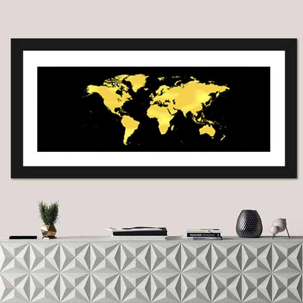 Metallic Gold World Map Wall Art