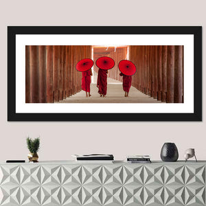 Novice Monk Walking Together Wall Art