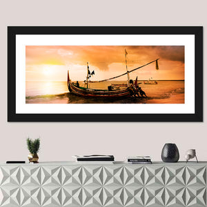 Boat On Beach At Bali Island Wall Art