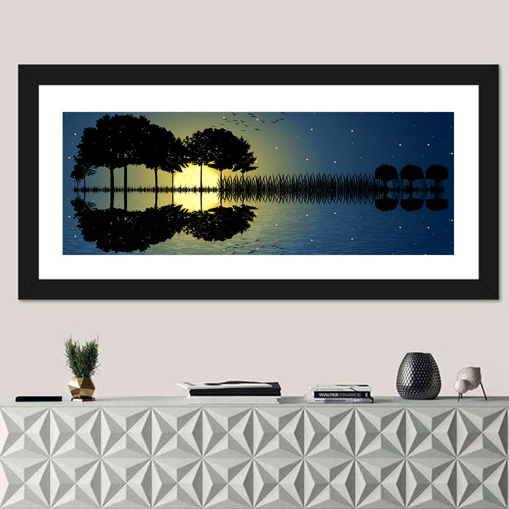 Moonlit Guitar Island Wall Art