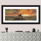 Piano on the Beach at Sunset Wall Art