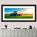 Tractor Spraying Crops at Golden Hour Wall Art