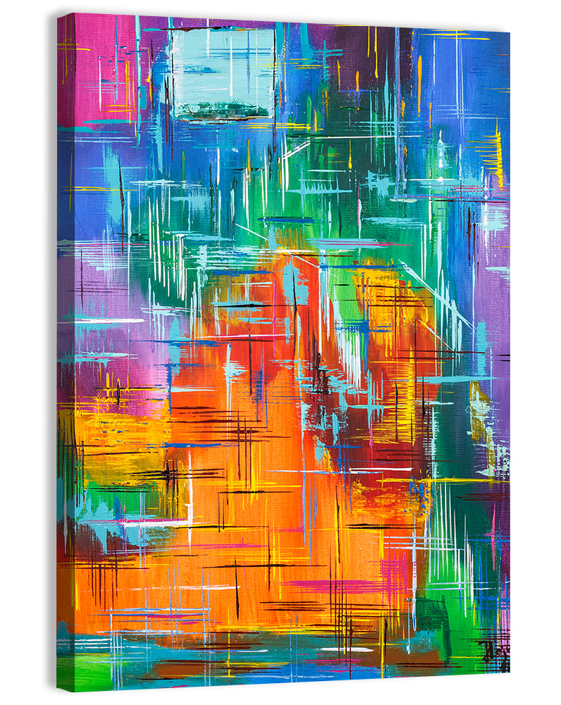 Vibrant Colorblock Grid Wall Art, canvas print, portrait