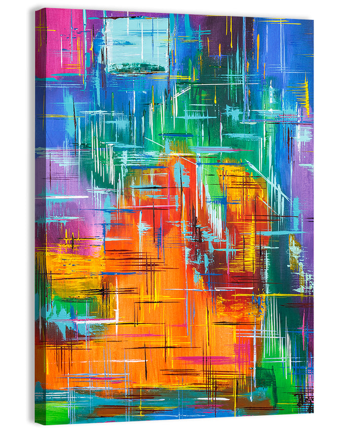Vibrant Colorblock Grid Wall Art as a canvas print