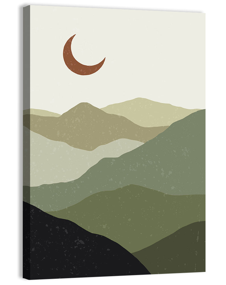 Boho Mountain Moonscape Wall Art