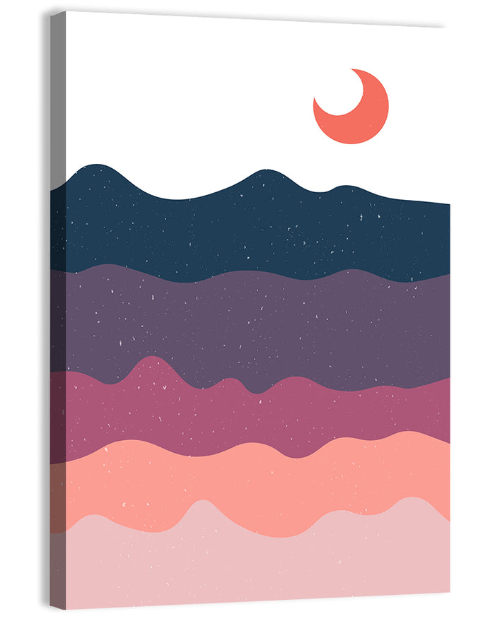 Minimal Moonlit Mountain Wall Art as a canvas print