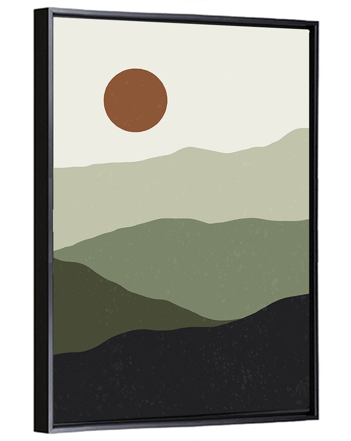 Sage Ridge Minimalist Landscape Wall Art as a framed canvas