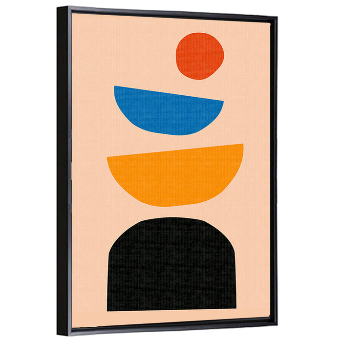 Mid Century Geometric Stack Wall Art as a framed canvas
