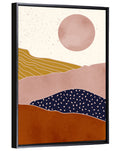 Layered Mountain Landscape with Sun Wall Art