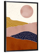 Layered Mountain Landscape with Sun Wall Art
