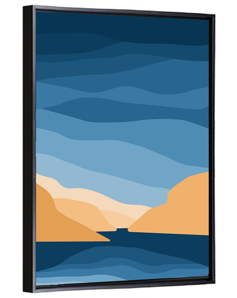 Blue Topographic Mountain Lake Wall Art