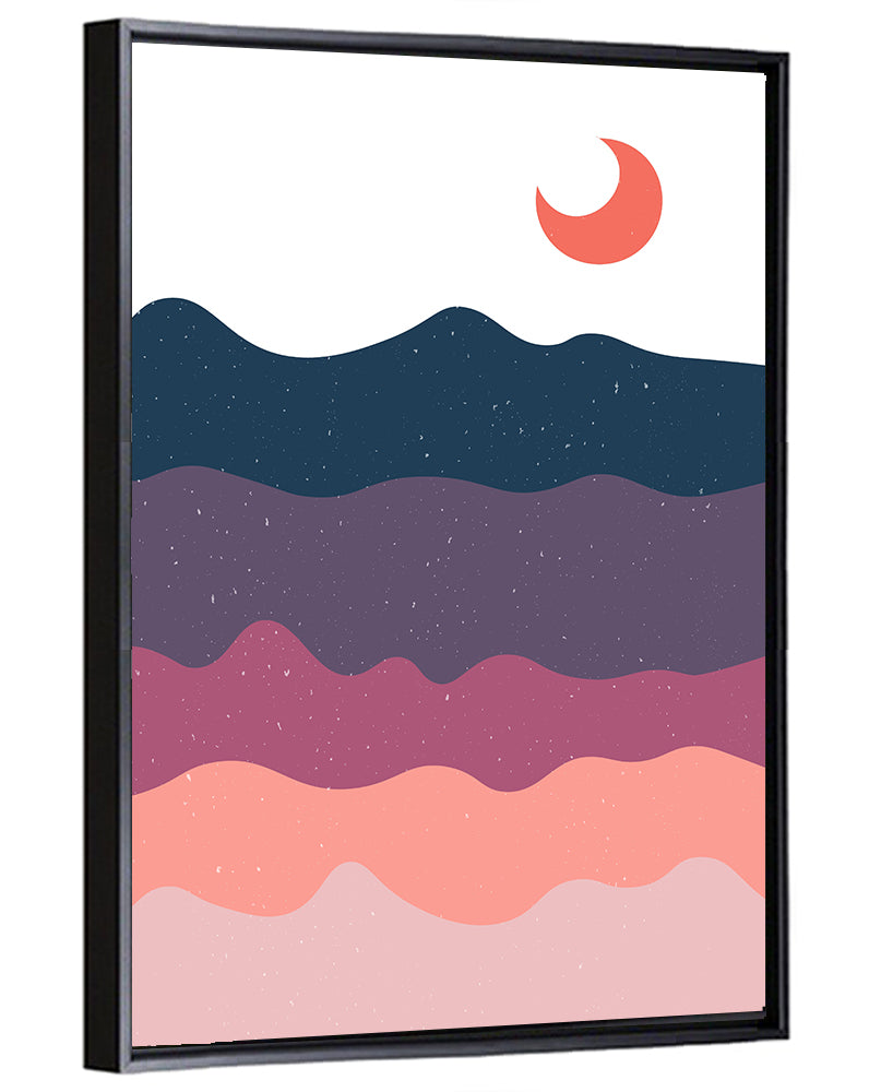 Minimal Moonlit Mountain Wall Art