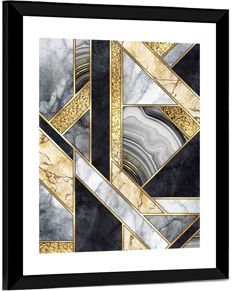 Gold Veined Marble Mosaic Wall Art